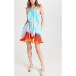 Simkhai 'Odessa' Blue Dip Dye Nylon Printed Cover Ups Mini Tent Dress Size M -